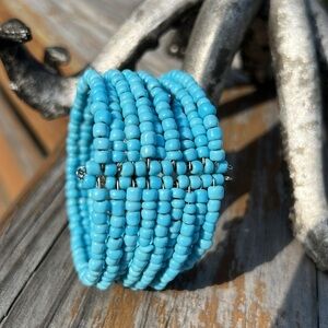Turquoise Beaded Boho Cuff Bracelet